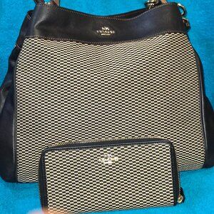 COACH limited edition Edie shoulder bag and wallet in legacy Jacquard print tan